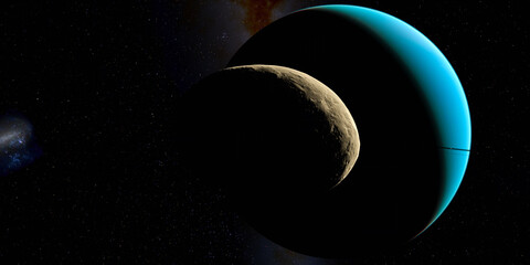 Puck Dwarf Uranus Moon - Puck is not a dwarf planet but is the largest of Uranus's small inner moons. © Catmando