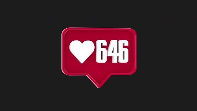 D Animation of Comment Red Like Counter