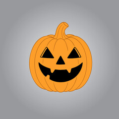 Jack-o-lantern vector illustration. Halloween line drawing.