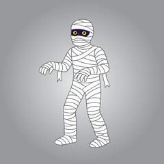 Mummy vector illustration. Halloween line drawing.