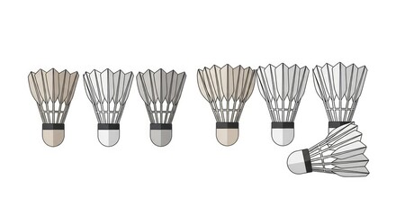 Pixelated Shuttlecocks Isolated on White Background for Sports Recreation Competition Concepts