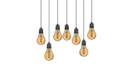 Hanging Light Bulbs On White Background Creative Ideas and Innovation Concept