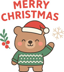 Fototapeta premium A Christmas and New Year greeting card featuring a cartoon animal vector
