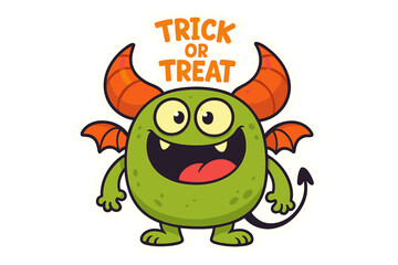 Fototapeta premium Cute sticker of a funny Halloween monster cartoon character