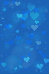 Blue Background with Floating Hearts Pattern for Celebration and Design