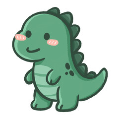 Cute Green Dinosaur Cartoon Illustration