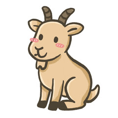 Illustration of a Cute Sitting Goat