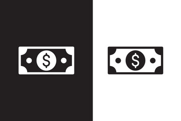 minimal two tone dollar bill icon set black and white contrast vector ai eps jpeg png