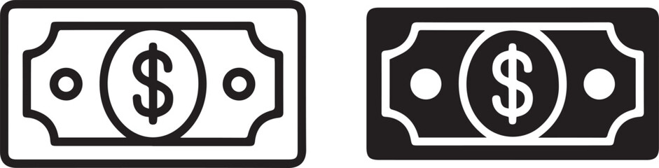black and white inverse money icon duo modern flat vector dollar bill ai eps png jpeg