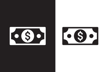 negative space currency icon pair minimal monochrome dollar bill vector illustration