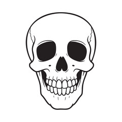 Minimalist Black Skull Outline on Dark Background