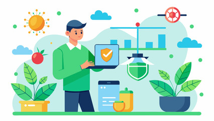 A government agency using blockchain to monitor and regulate pesticide use in agriculture promoting sustainability and safety.. Vector illustration