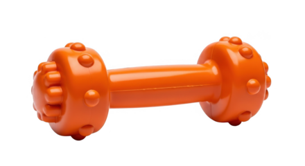 Bright orange dumbbell toy for playful dogs and active pets