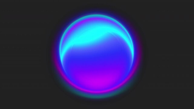 glowing neon ai assistant, ai assistant or virtual assistant processing and generating a result or response, futuristic technology, high tech, abstract orb glowing, abstract technology, infographic ai