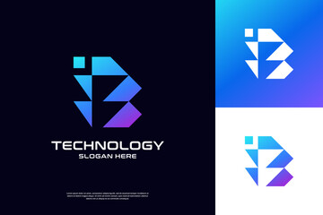 Naklejka premium Abstract letter B logo design inspiration. Modern minimal initial B usable for business technology.