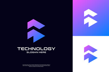 Abstract letter B logo design inspiration. Modern minimal initial B usable for business technology.