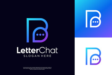 Modern minimal letter B talk logo design. Abstract bubble chat logo with initial B symbol logo.