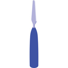 Illustration of a pharmaceutical spatula tool with blue handle and lilac blade on a transparent background for medical or laboratory use