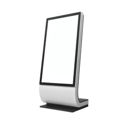 Modern digital kiosk display screen showcasing interactive content for advertising, information, or retail