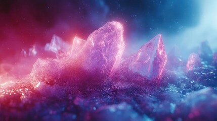 Fototapeta premium Crystalline Dreamscape: A Neon-Drenched Fantasy