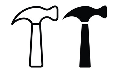 Two Hammer Illustrations in Black and White for Graphic Design Projects