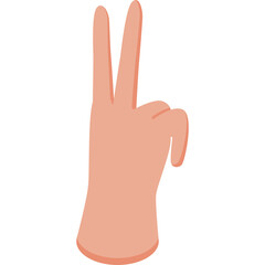 Human hand gesture showing victory or number two with two fingers raised in the air against a transparent background a symbol of peace and success