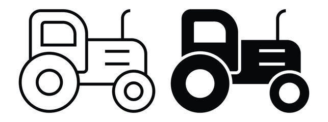 Obraz premium Stylized Illustrations of Classic Tractors in Black and White Design