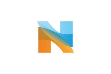 Letter N minimalist gradient creative logo design vector
