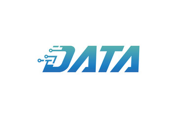 Data technology digital logo design vector