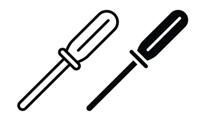 Black and White Illustration of Flathead and Phillips Screwdrivers Design