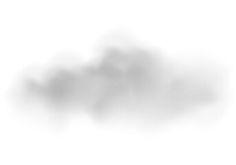 Realistic black cloud of smoke or fog on transparent background. PNG image