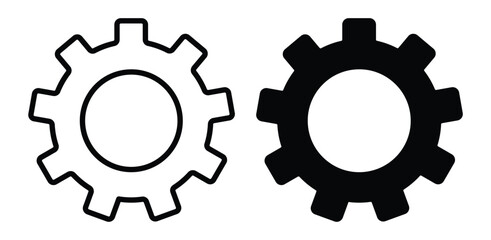 Black and White Gear Icons for Design and Development Projects