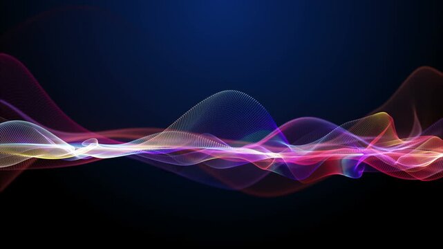 Fantastic video animation with particle wave object in slow motion, 4096x2304 loop 4K