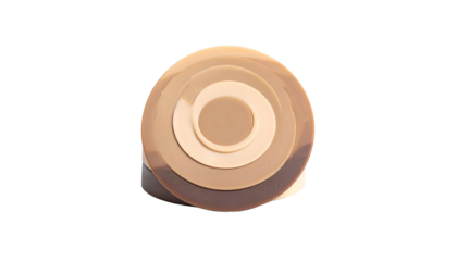 Circular cosmetic product with concentric rings of varying light and dark neutral shades