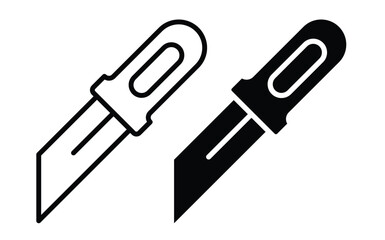 Minimalist Line Art of Two Distinctive Crafting Knives in Black and White