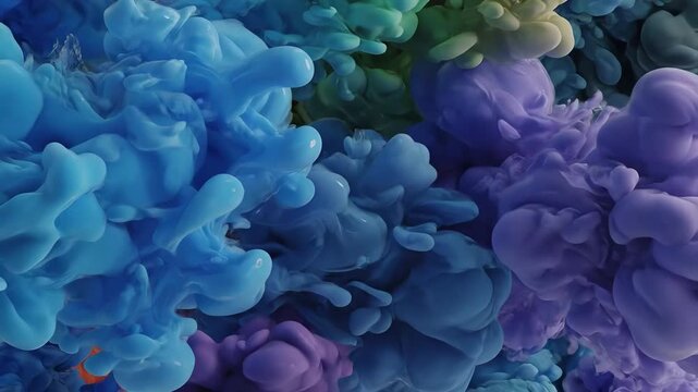 Vibrant Colorful Ink Clouds Swirling in Water Abstract Background.