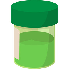 Green Liquid In Clear Glass Jar With Green Lid And Light Label Panel Isometric Style Vector Graphic