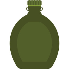 Green Military Canteen With Ribbed Cap And Carry Handle On Transparent Background