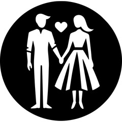 Couple Holding Hands Icon Vector