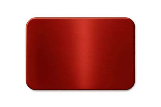 Brushed red metal plate with rounded corners
