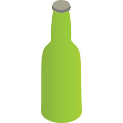 Green Glass Bottle with Silver Cap Transparent Background Isolated Object