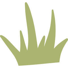 Green Grass Clump Isolated on Transparent Background in a Simple Stylized Design