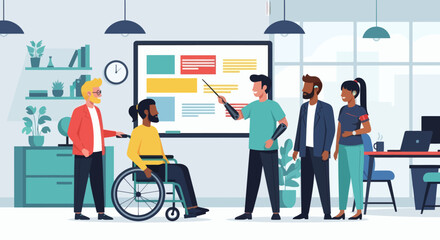 Diverse Business Team Collaborating in Modern Office.