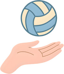 Volleyball pass hand gesture icon transparent background alpha channel pastel summer beach sports clipart isolated PNG for branding social media and web design