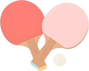 Table tennis paddles duo with ball icon transparent background alpha channel pastel racket sport clipart isolated PNG for branding social media and web design