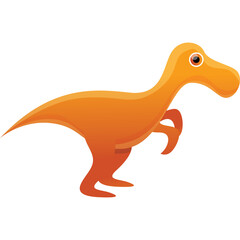 Orange Dinosaur Standing With One Leg Raised And Other Leg Bend Showing Its Tail On Transparent Background