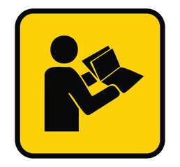 Iconic Signal for Document Handling with Open Folder on Yellow Background