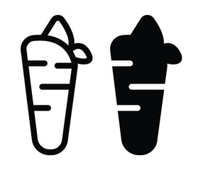 Minimalist Outline of Ice Cream Cone with Two Color Variations