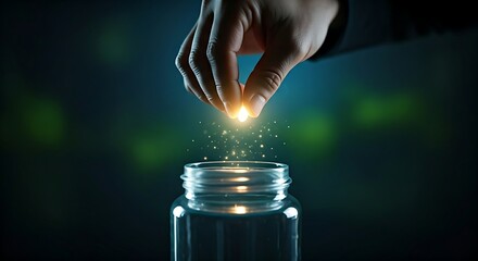 Compounding effect concept. A hand plants a small light seed, which grows exponentially over time as its returns are reinvested.