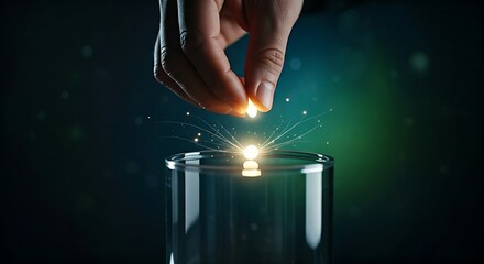 Compounding effect concept. A hand plants a small light seed, which grows exponentially over time as its returns are reinvested.